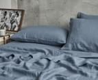 Gioia Casa Vintage French Linen Bed Sheet Set - Denim 2