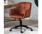 Amber Brown Lined Velvet Fabric Upholstered Office Chair Home Office Chair