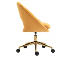 Yellow Velvet Fabric Upholstered Office Chair Home Office Chair Chrome Base