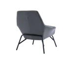 Dark Grey PU Leather Armchair Lounge Chair Accent Retro Armchair Sled Metal Base