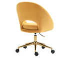 Yellow Velvet Fabric Upholstered Office Chair Home Office Chair Chrome Base
