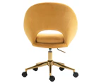 Yellow Velvet Fabric Upholstered Office Chair Home Office Chair Chrome Base
