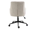 Beige Lined Linen Fabric Upholstered Office Chair Home Office Chair