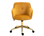 Yellow Lined Velvet Fabric Upholstered Office Chair Home Office Chair