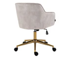 Beige Lined Velvet Fabric Upholstered Office Chair Home Office Chair