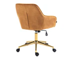 Yellow Barred Velvet Fabric Upholstered Office Chair Home Office Chair