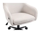 Beige Linen Fabric Upholstered Office Chair Home Office Chair Black Base