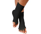 Yoga Gym Womens Massage Five Toe Separator Socks For Foot Alignment Pain Relief - Black