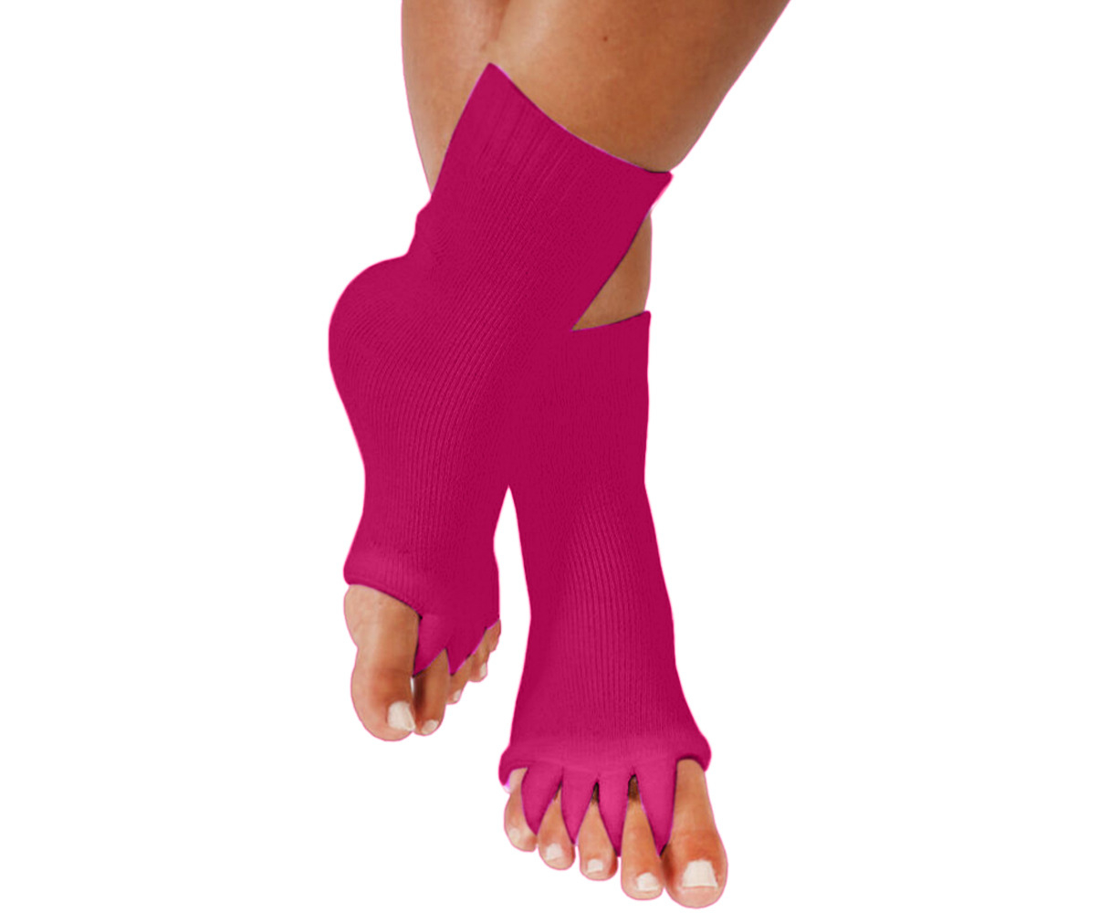Yoga Gym Womens Massage Five Toe Separator Socks For Foot Alignment Pain  Relief - Rose Red