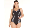 Aqua Perla Womens Patricia Black One Piece Swimwear Plus Size SPF50+