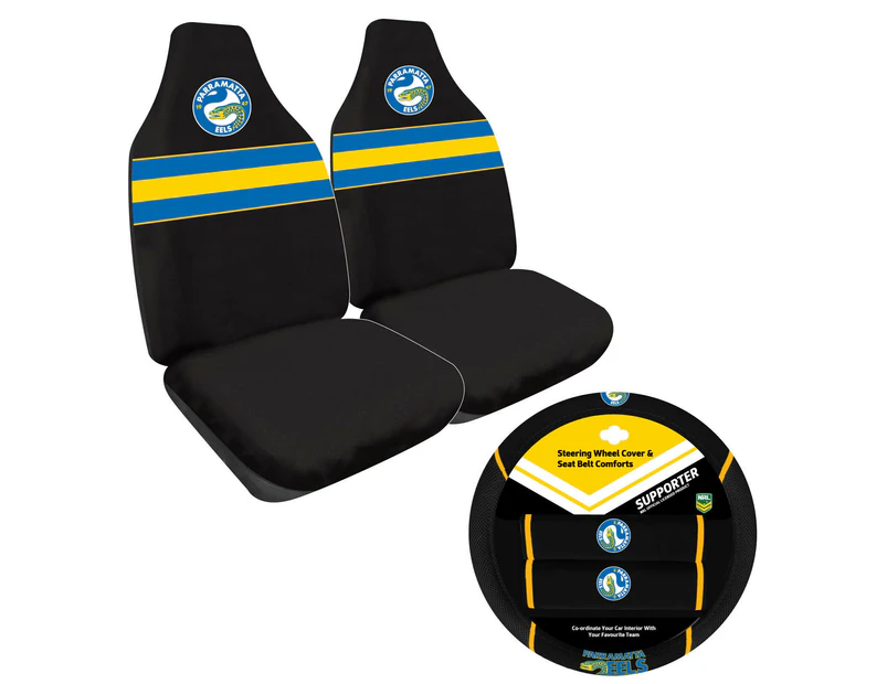 PARRAMATTA EELS Official NRL Seat Cover and Steering Wheel Cover Combo