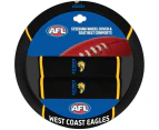 WEST COAST EAGLES Official AFL Steering Wheel Cover and Seat Belt Cover Set