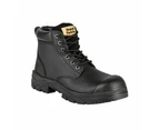 Mens Hard Yakka Gravel Lace Boots Industrial Warehousing Black Leather - Black