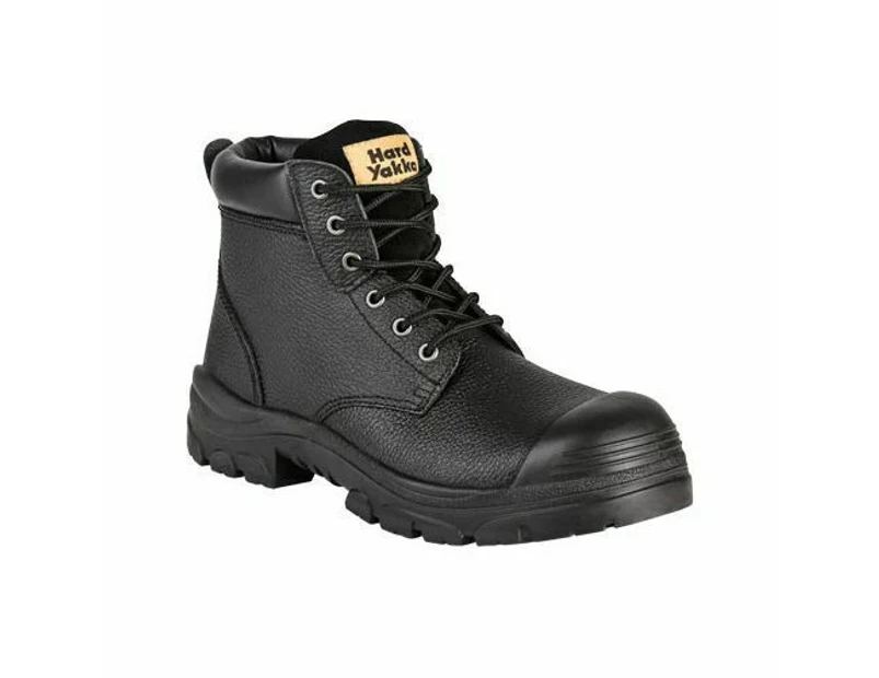 Mens Hard Yakka Gravel Lace Boots Industrial Warehousing Black Leather - Black