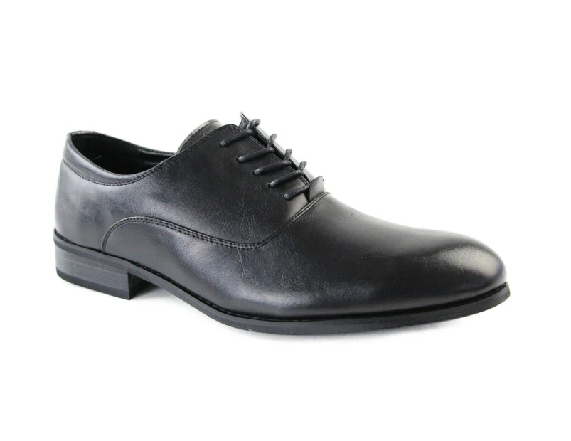 Zasel Ernie Black Lace Up Dress Work Wedding Men Leather Shoes Synthetic - Black