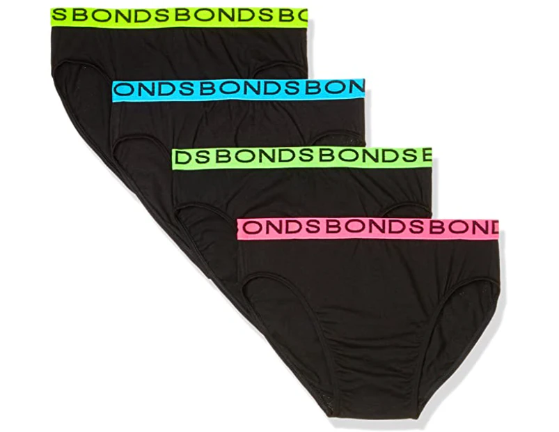 8 x Pairs Bonds Mens Hipster Briefs - Black Pk8 Cotton - Black Multi