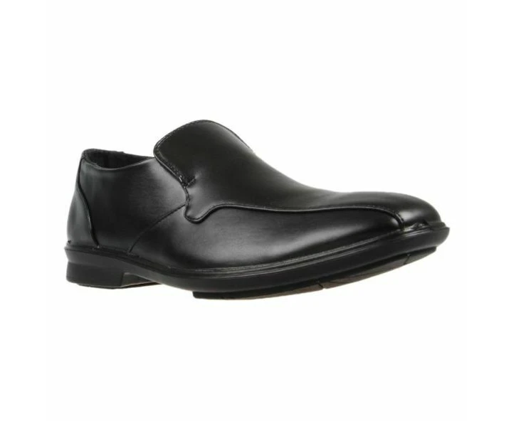 Mens Grosby Oscar Black Dress Work Casual Formal Square Slip On Wide Shoes Synthetic - Black