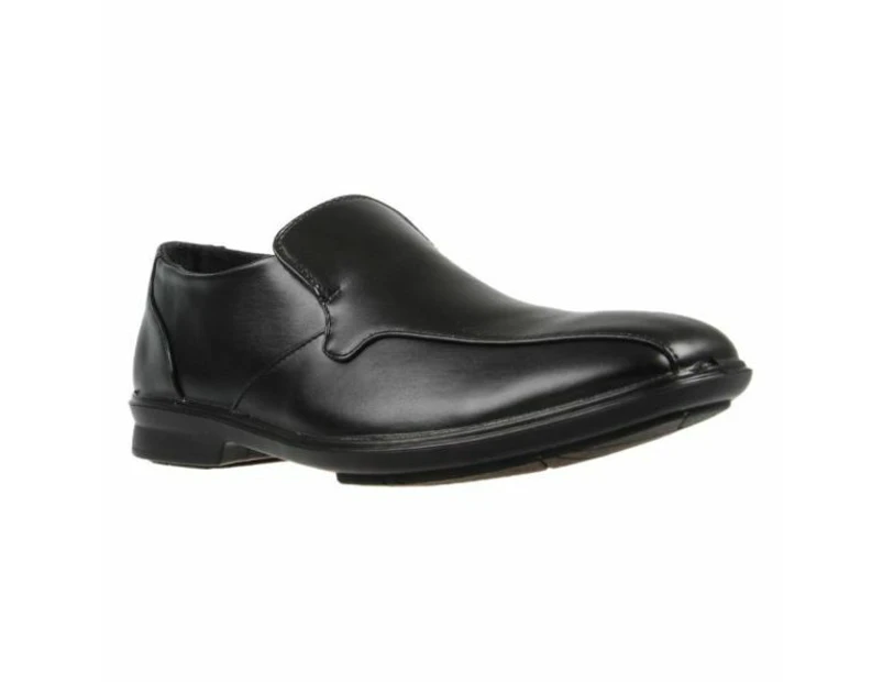 Mens Grosby Oscar Black Dress Work Casual Formal Square Slip On Wide Shoes Synthetic - Black