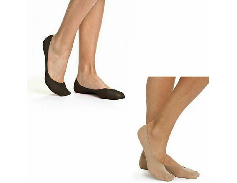 Women 6 x Bonds No Show Footlets Footlet Black Nude Skin Sockettes Stockings Socks Cotton/Elastane/Nylon - 3 x Black & 3 x Nude