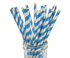 Unisex Baby & Toddler 100 X Paper Drinking Straws Striped Party Drink Straw Kids Adults Parties - Blue