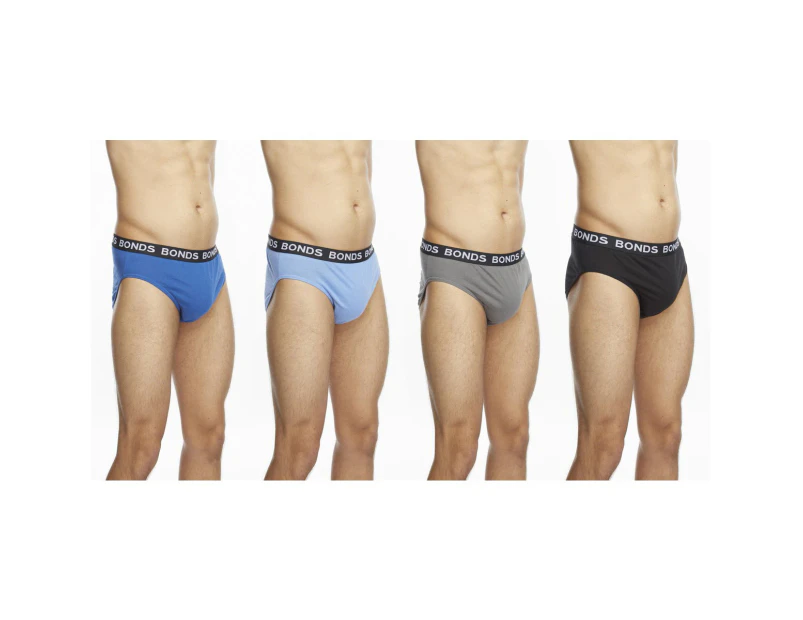 4 x Pairs Bonds Mens Hipster Briefs - Blue Grey Black Pks Cotton - Blue Grey Black