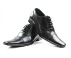Mens Zasel Julian Lace Up Work Dress Formal Casual Wedding Shoes Leather - Black