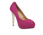 Zasel Kiki Ladies Womens Hot Pink Suede Gold Stiletto Dress Shoes Heels Leather - Hot Pink
