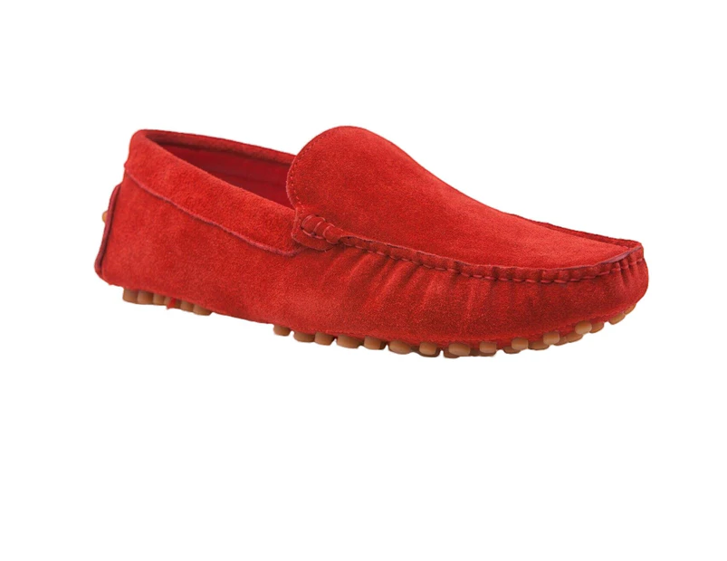Mens Zasel Summer Boat Shoes Red Suede Casual Slip On Deck Driving Grip Loafers Synthetic - Red