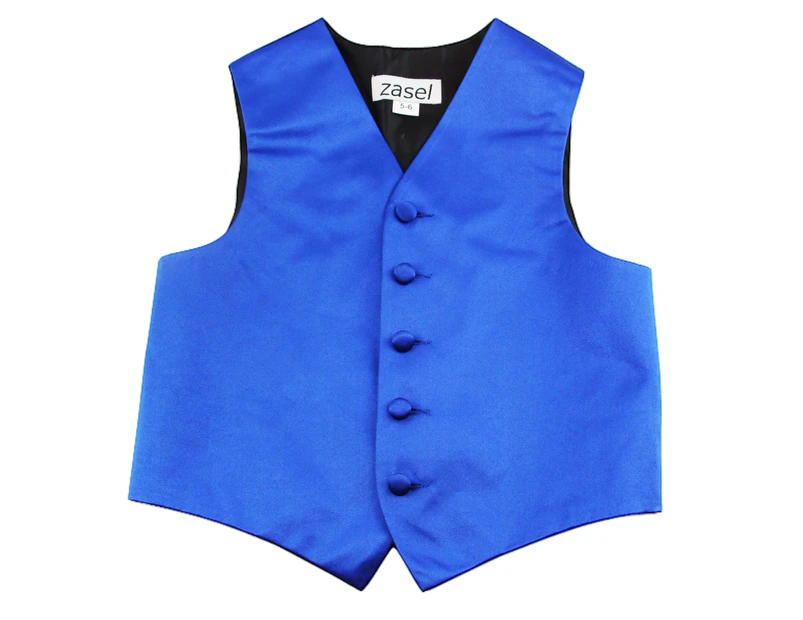 Royal Blue Boys Junior Vest Adjustable Waistcoat Polyester - Royal Blue