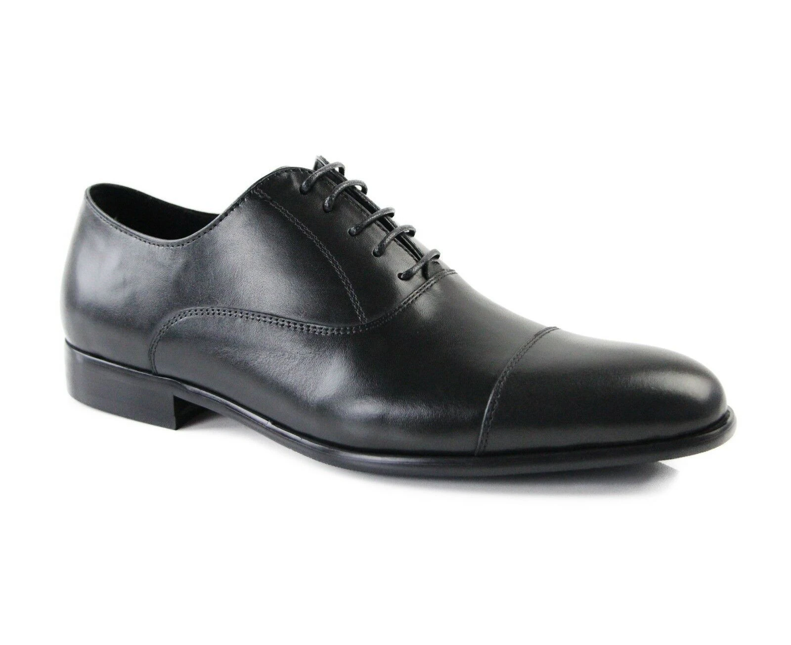 Zasel Danny Black Lace Up Dress Casual Work Everyday Mens Shoes Leather - Black