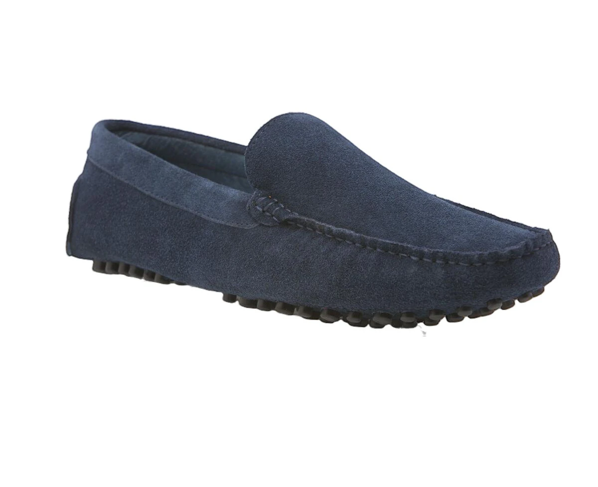 Mens Zasel Summer Boat Shoes Navy Suede Casual Slip On Deck Driving Grip Loafers Synthetic - Navy