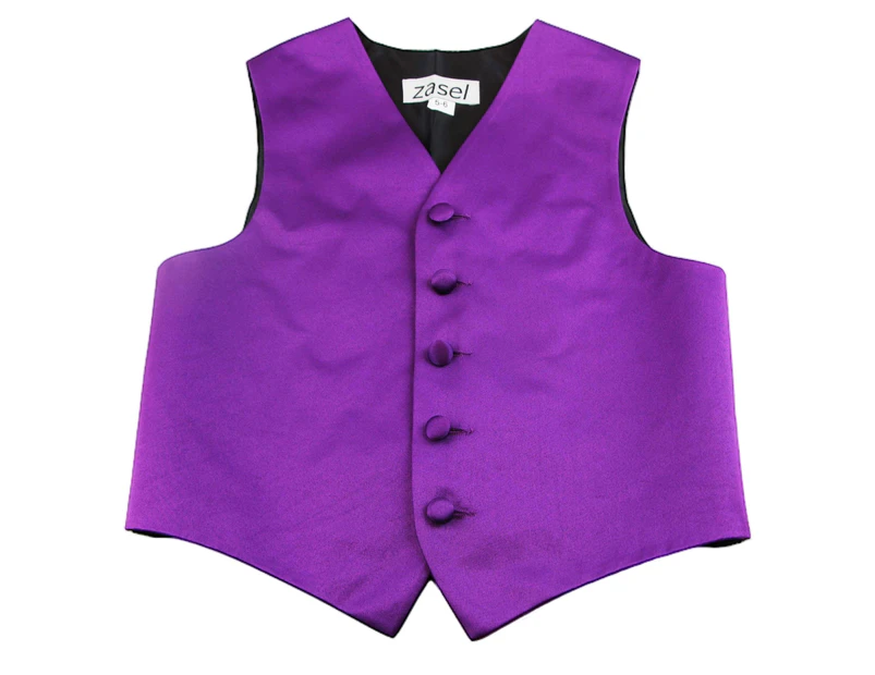 Dark Purple Boys Junior Vest Adjustable Waistcoat Polyester - Dark Purple