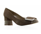 Zasel Hope Ladies Womens Beige Suede Low Casual Dress Shoes Heels Leather - Beige