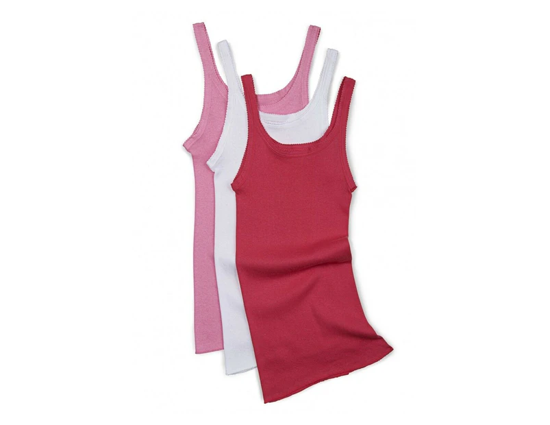 6 Pack X Bonds Girls Singlet Cotton Vest Chesty Pink White Kids Underwear Cotton - Pink Pack
