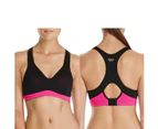 2 x Berlei Electrify Crop Womens Underwire Sports Top Yoga Gym Bra Yz6a Black Nylon/Polyester - Black