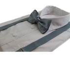 Mens Grey 100cm Suspenders & Matching Bow Tie Set Polyester