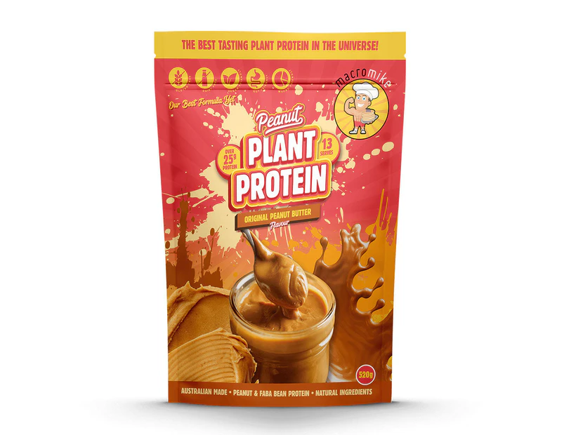 Macro Mike Peanut Plant Protein - 1.14LB | 520G - Original Peanut Butter- Vegan Protein Powder - Original Peanut Butter