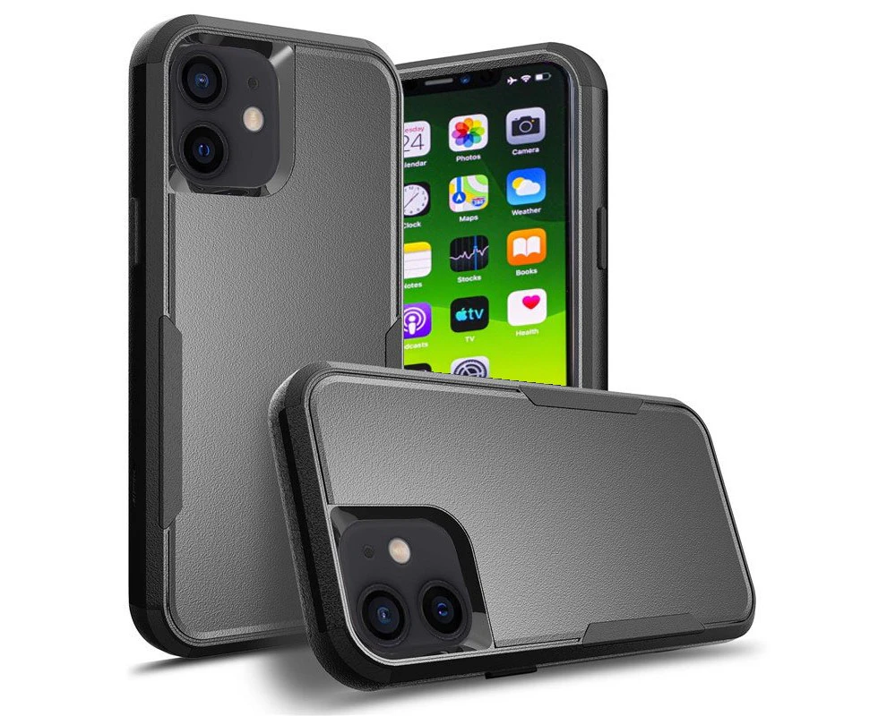 For Apple iPhone 11 3in1 Case Drop Resistant Defender Tradies Hybrid Armor Heavy Duty Rugged Shockproof Tough Cover (Black)