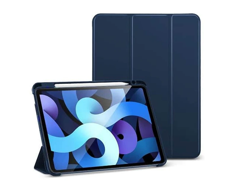 For Apple iPad Air 4th Gen Case, iPad Air 4 10.9 2020 Folio Leather Smart Cover With Pencil Holder (Navy)