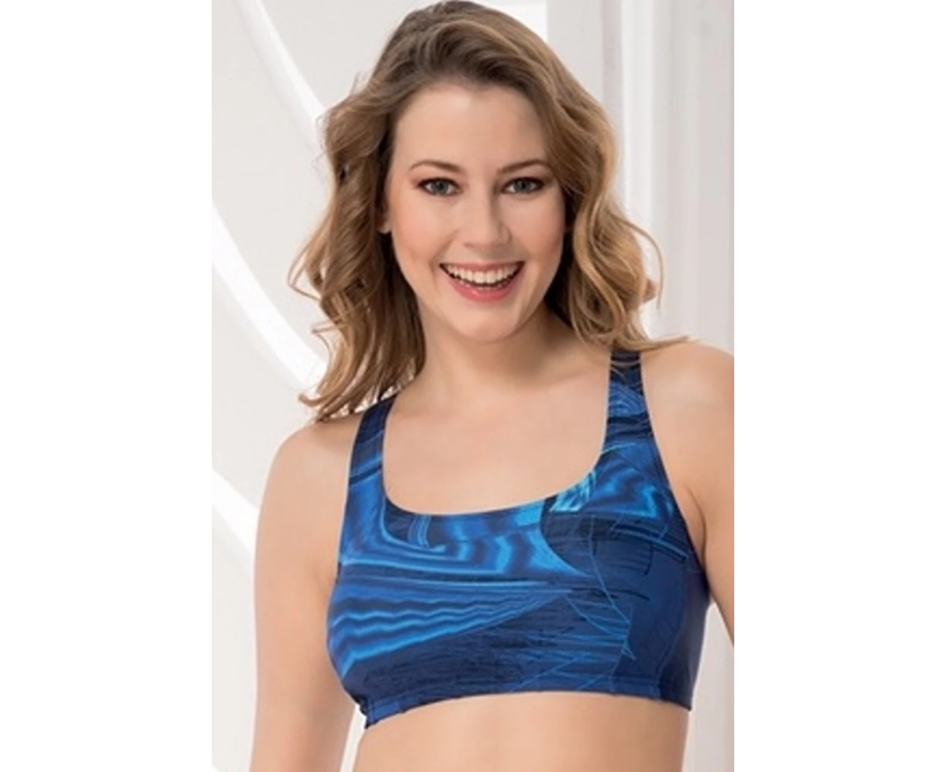 Aqua Perla Womens Sporty Blue Bikini Top