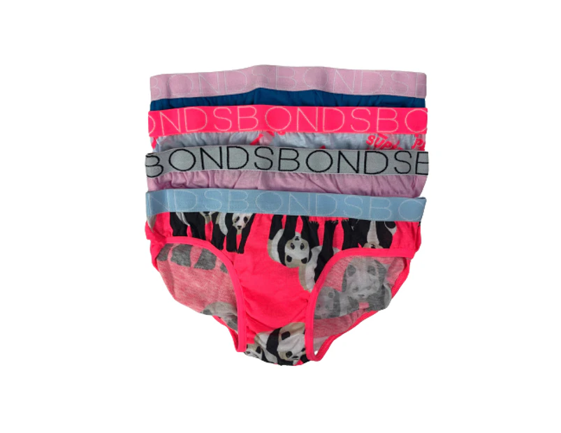 8 x Bonds Girls Kids Underwear Undies Bikini Brief Patterned Print Ha1 Cotton - Multicoloured