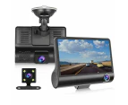 Full HD Front Rear & Interior Three Lens Car Dashboard Camera - Dash Camera with Storage