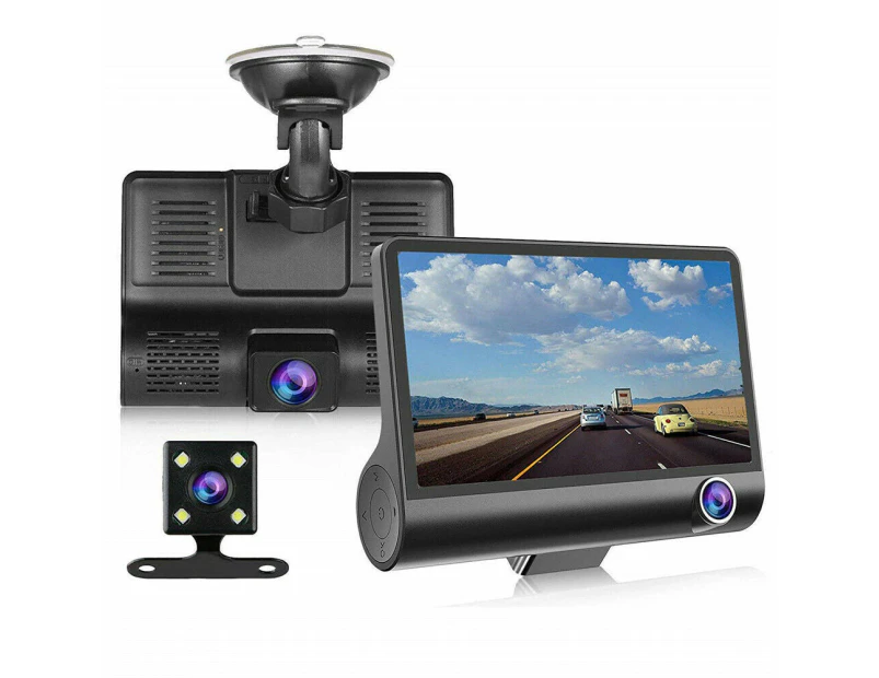 Full HD Front Rear & Interior Three Lens Car Dashboard Camera - Dash Camera