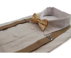 Boys Adjustable Gold 65cm Suspenders & Matching Bow Tie Set Polyester