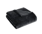 (150x200cm, Black) - Micro Velour Bed Throw Blankets - Super Soft Fluffy Warm Flannel Bedspread - Velvety Plush Fleece Throw Sofa Bed Blankets (150 X 200cm