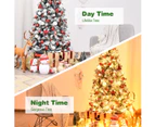 Giantex 1.8M Pre-lit Snowy Christmas Tree w/600PVC Branch Tips & 250 Replaceable LED Lights Artificial Xmas Tree for Home Commercial Use