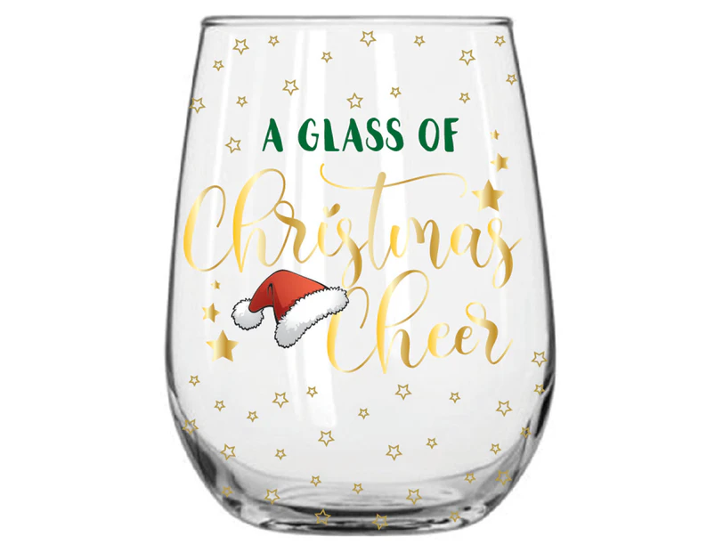 Glass Of Christmas Cheer Stemless 600ml Wine Glass