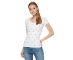 Tommy Hilfiger Women's Flag Critter Fave V-Neck Tee / T-Shirt / Tshirt - Bright White