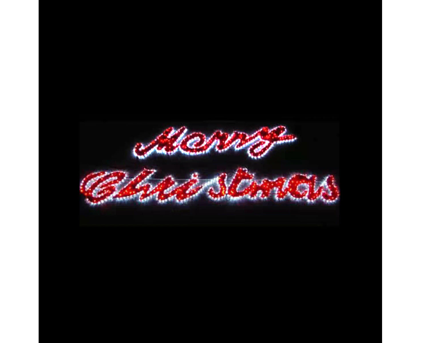 Christmas LED Motif Red/Green Tinsel Stuffed Merry Christmas White Outline 340x100cm - Red