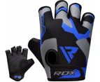 (X-Large, Blue) - RDX Weight Lifting Gloves Workout Fitness Bodybuilding Gym Breathable Powerlifting Wrist Support Training Exercise
